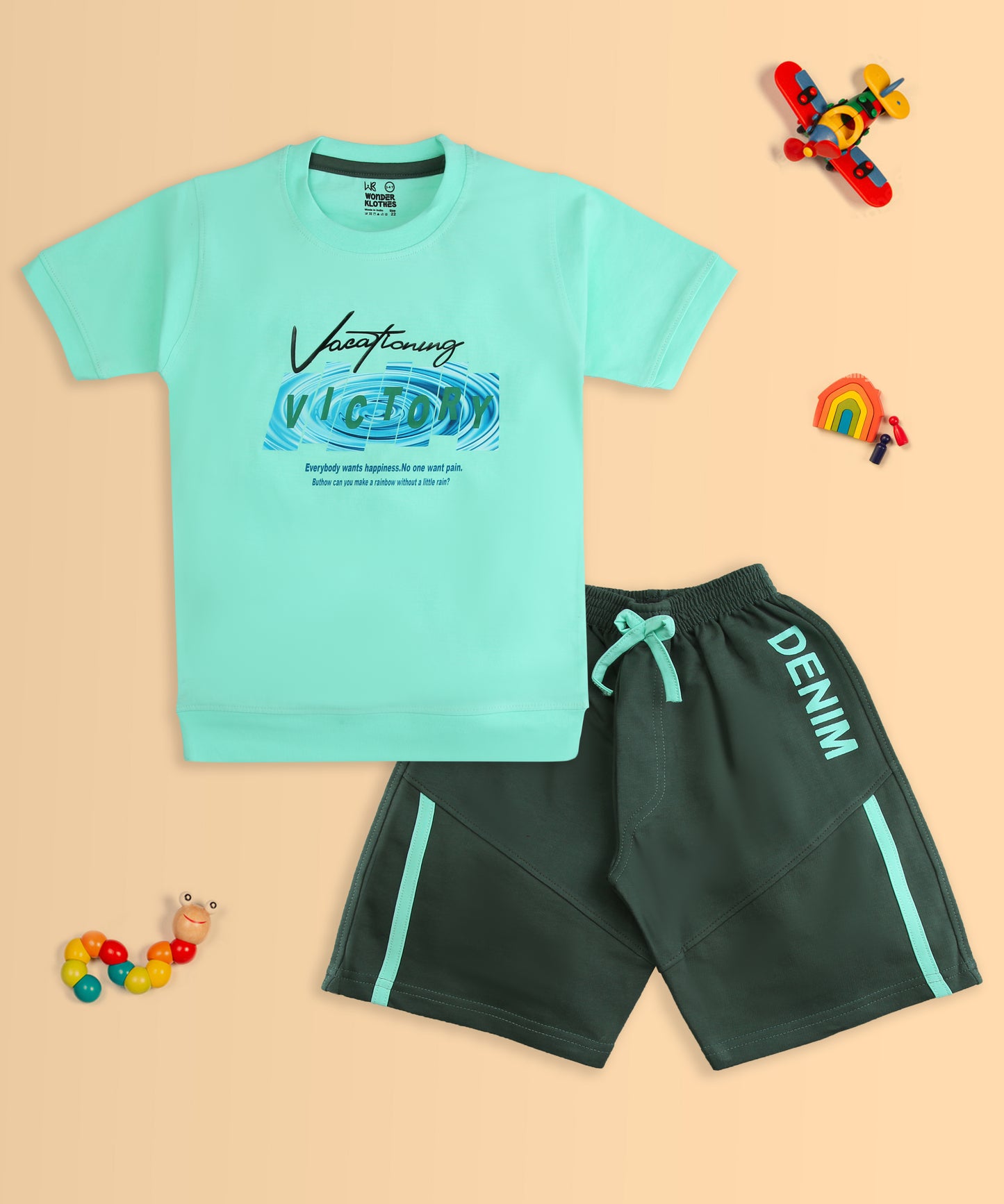 Victory Half Sleeves T-Shirt & Shorts Set | Green