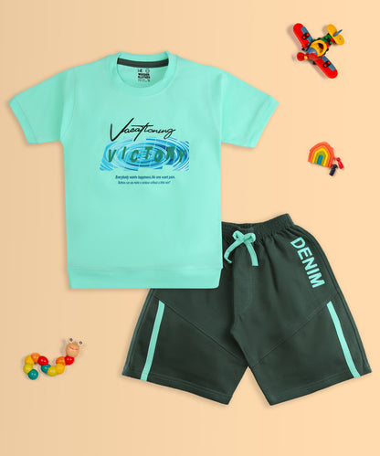 Victory Half Sleeves T-Shirt & Shorts Set | Green