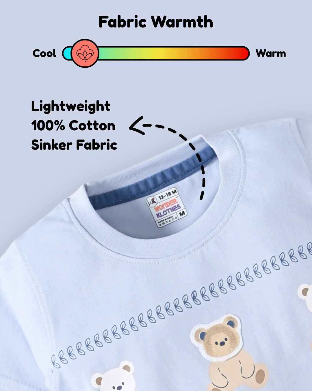 Teddy Trio Half Sleeves T-Shirt & Half Pant Set | Blue
