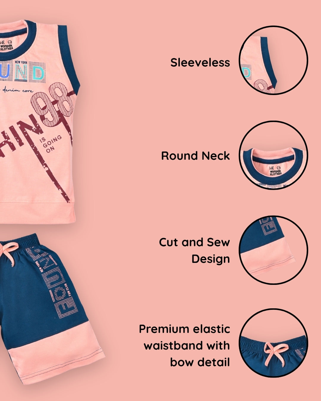 Nothing Sleeveless T-Shirt & Shorts Set | Pink