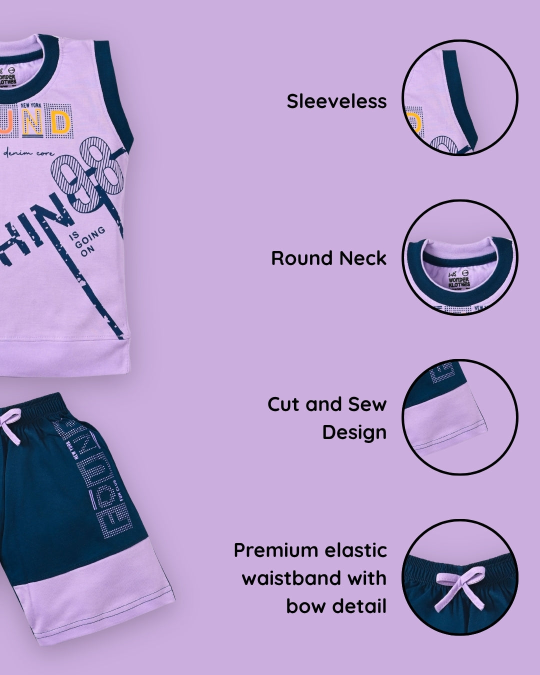 Nothing Sleeveless T-Shirt & Shorts Set | Violet