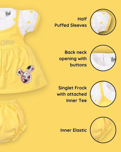 Explore Minnie Half Sleeves Frock & Bloomer Pant Set | Yellow