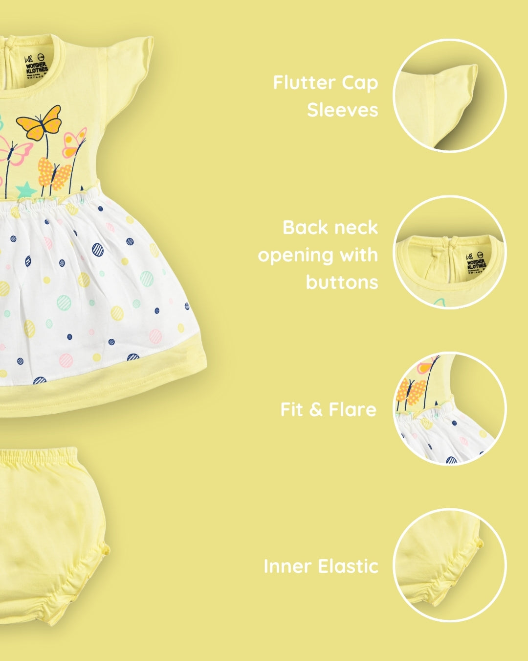 Butterfly Garden Short Sleeves Frock & Bloomer Pant Set | Yellow