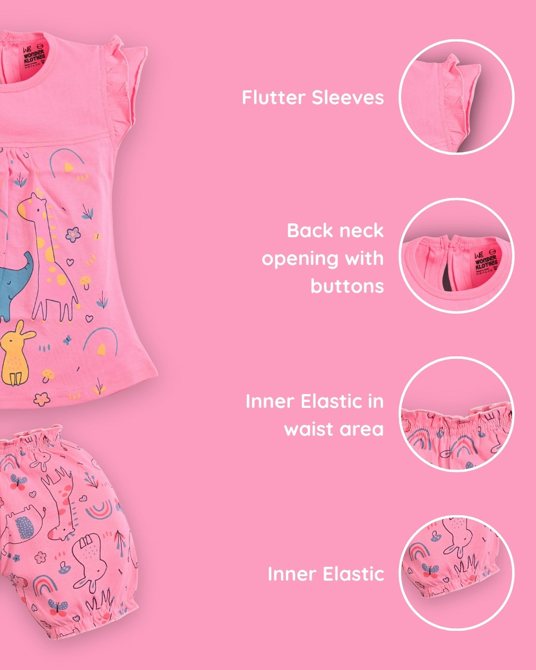 Jungle Joy Short Sleeves Frock & Bloomer Pant Set | Pink