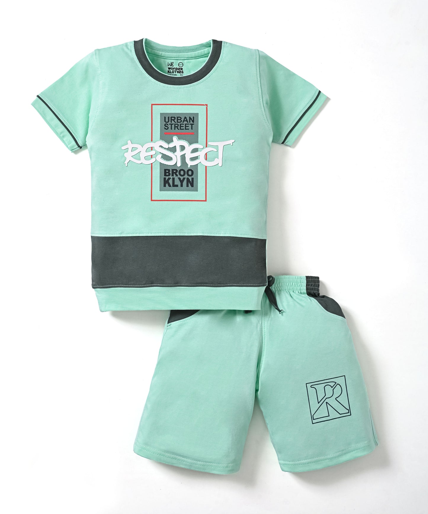 Respect Half Sleeves T-Shirt & Shorts Set | Green