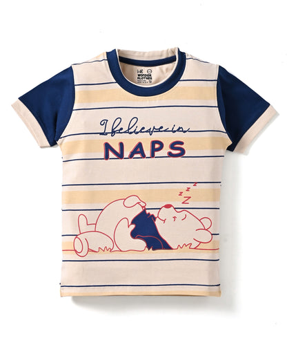 Bear Naps Half Sleeves T-Shirt & Half Pant Set | Blue