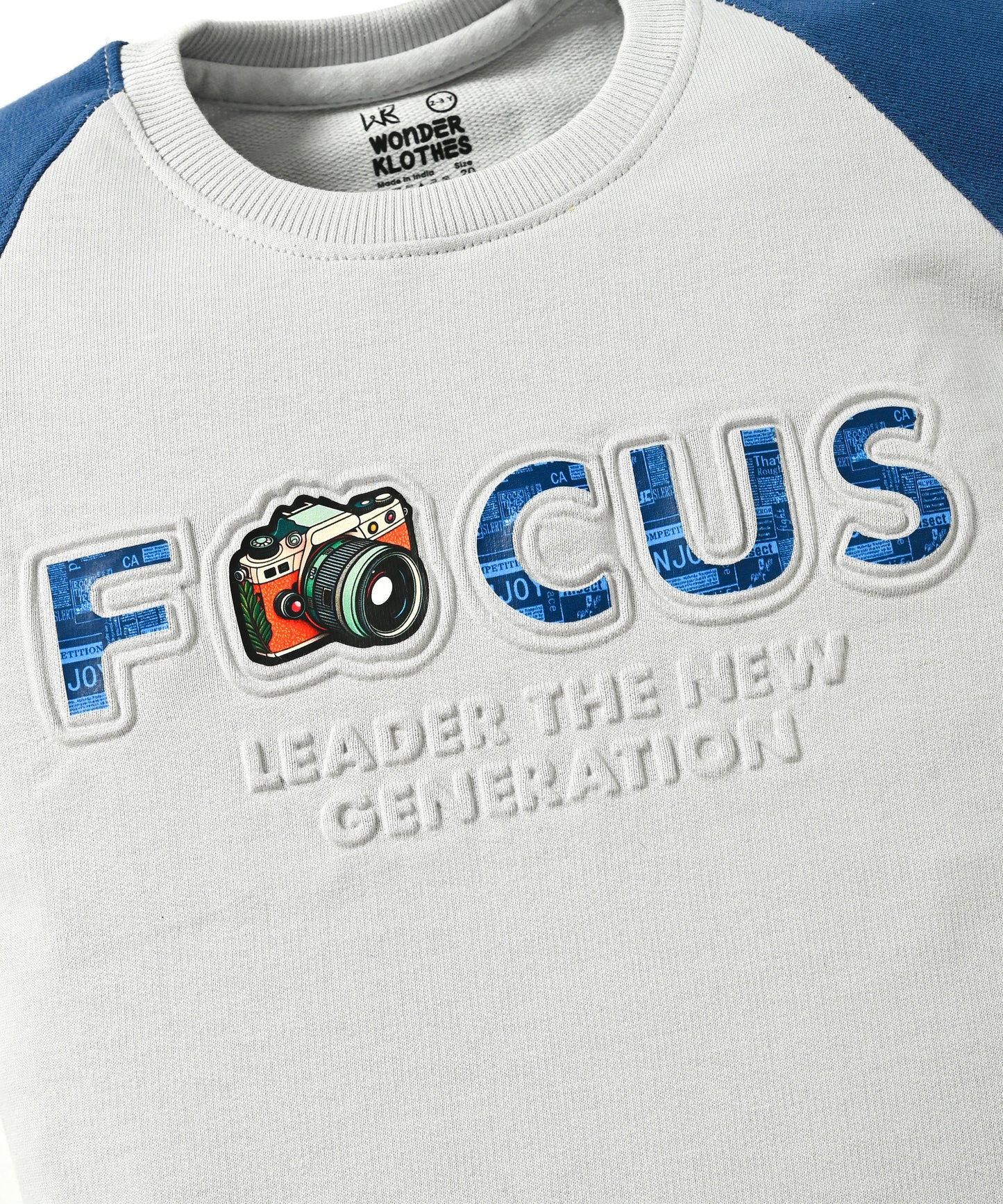 Focus Raglan Full Sleeves Sweatshirt and Joggers Set | Blue