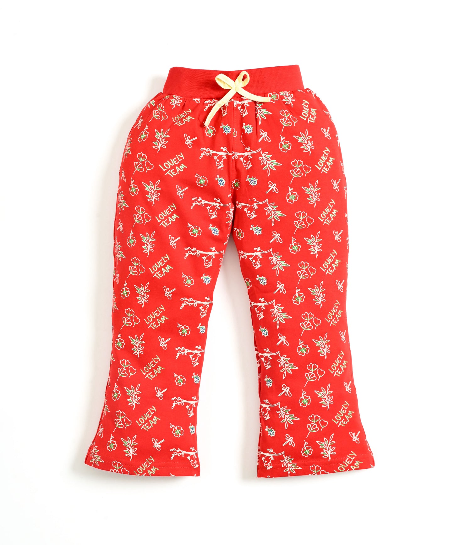 Sweet Bird Short Sleeves Top & Bootcut Pant Set | Red