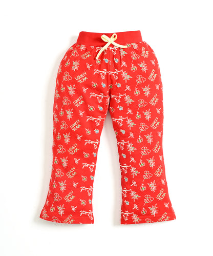 Sweet Bird Short Sleeves Top & Bootcut Pant Set | Red