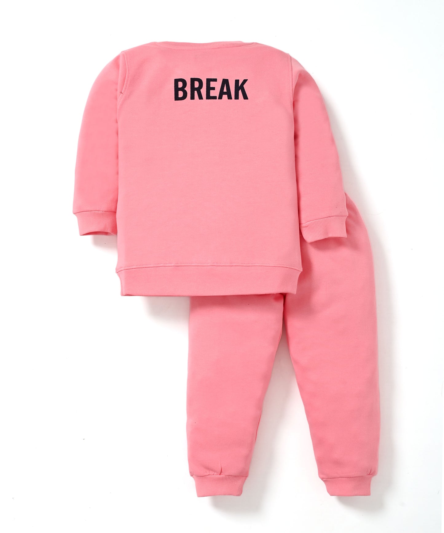 Break Your Limit Full Sleeves Fleece Sweatshirt and Joggers Set | Pink