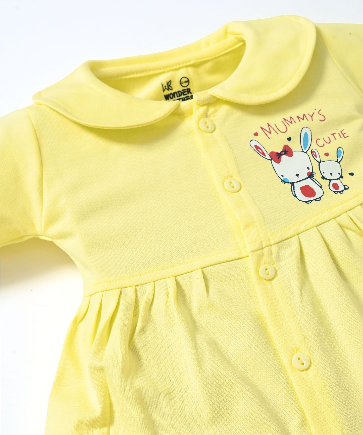 Mummy’s Cutie Full Sleeves Front Open Frock and Full Pant Set | Yellow