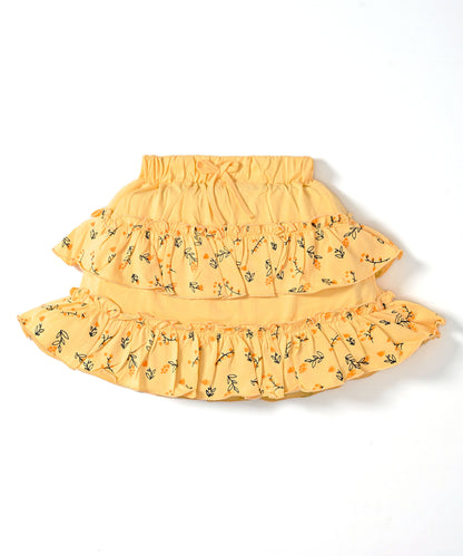 Giraffe Garden Short Sleeves Top & Skirt Set | Yellow