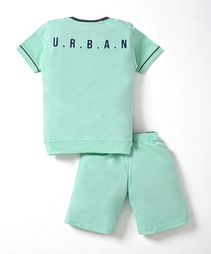 Respect Half Sleeves T-Shirt & Shorts Set | Green