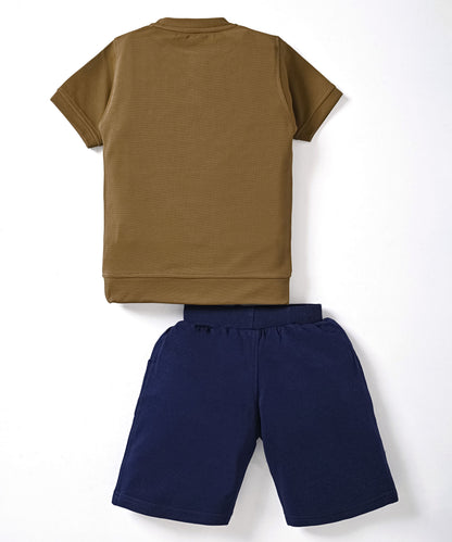 Street Times Half Sleeves T-Shirt & Shorts Set | Brown