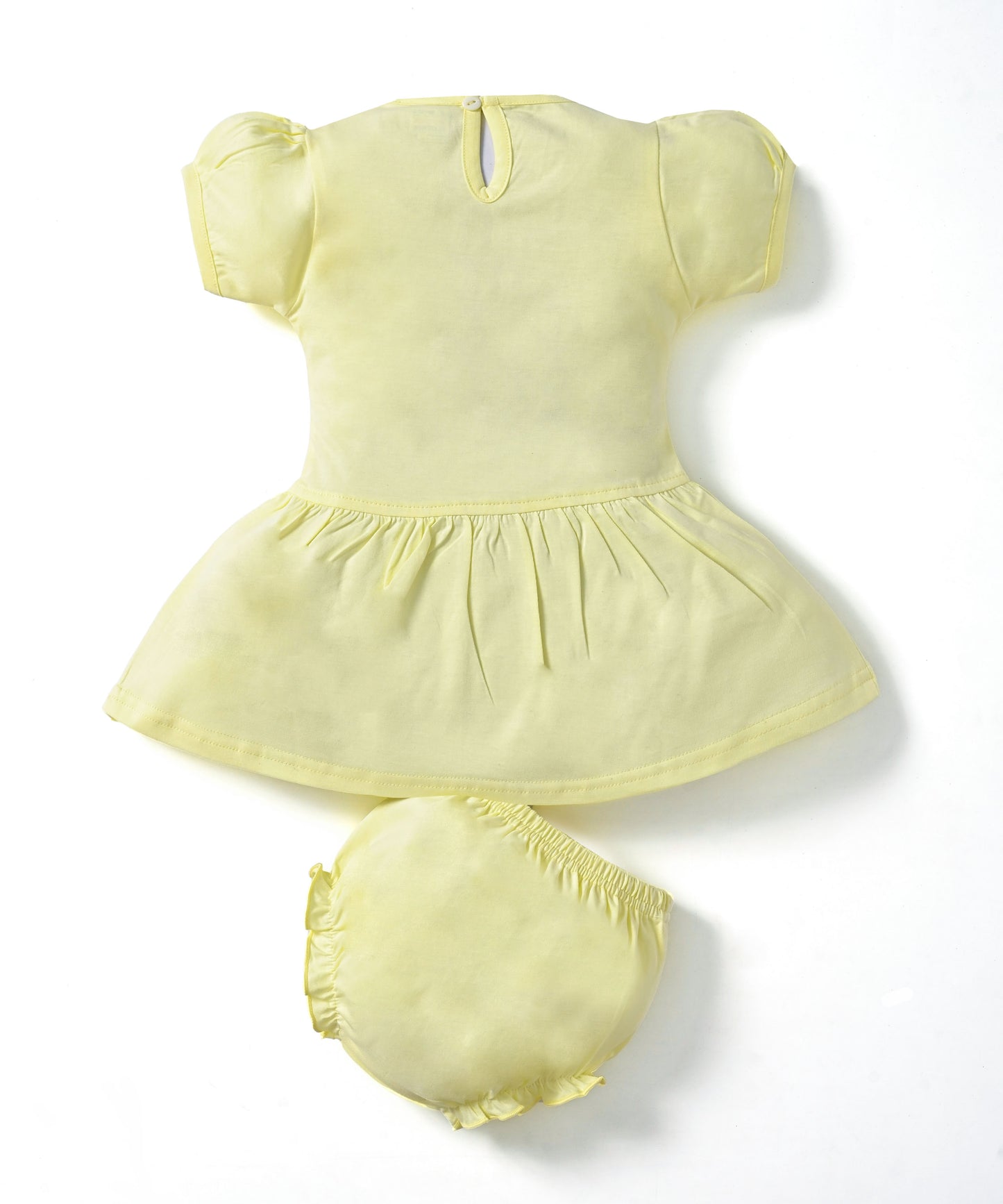Hello Spring Half Sleeves Frock & Bloomer Pant Set | Yellow