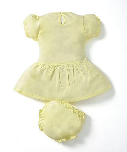Hello Spring Half Sleeves Frock & Bloomer Pant Set | Yellow