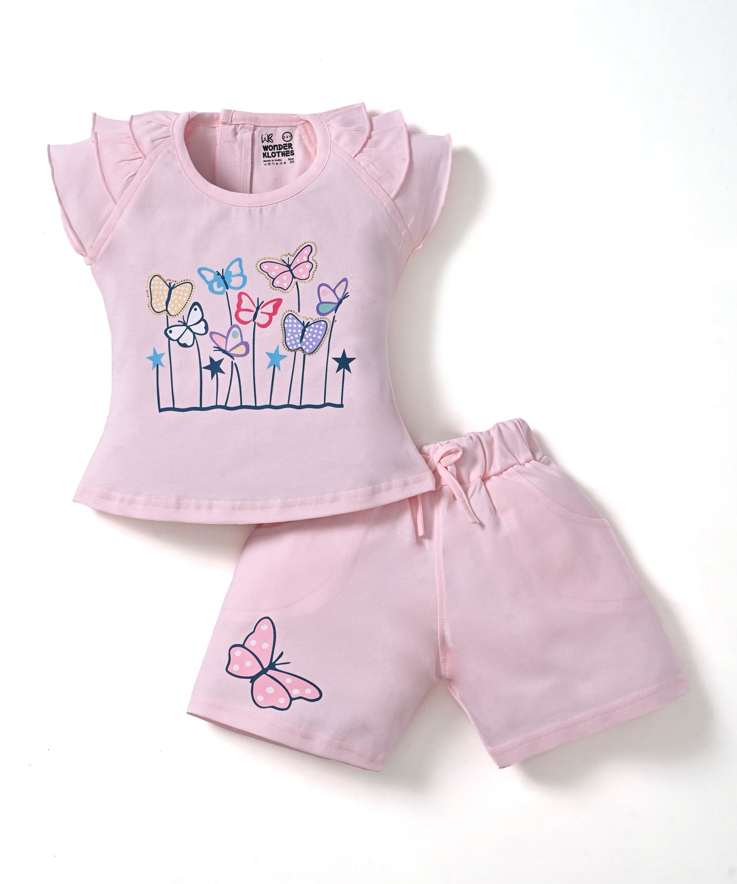 Butterfly Meadow Raglan Short Sleeves Top & Hot Pant Set | Pink