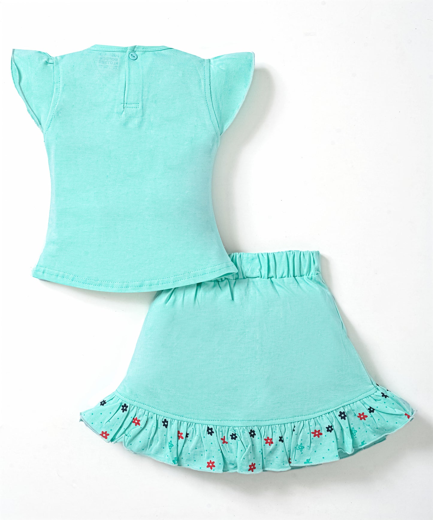 Floral Dreams Short Sleeves Top & Skirt Set | Green