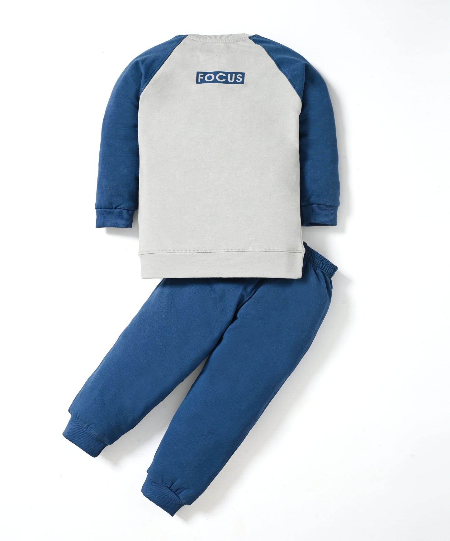 Focus Raglan Full Sleeves Sweatshirt and Joggers Set | Blue