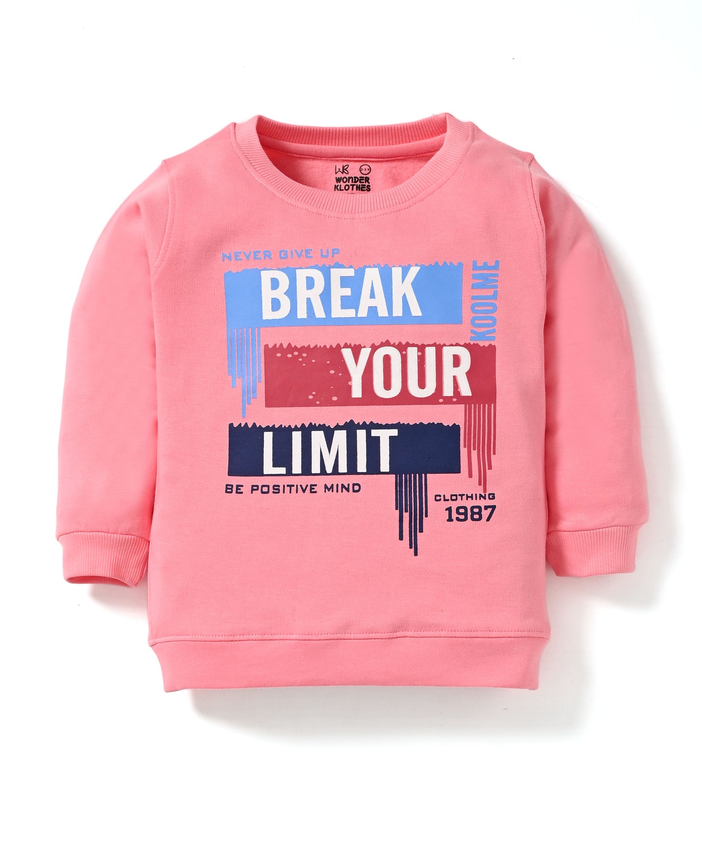 Break Your Limit Full Sleeves Fleece Sweatshirt and Joggers Set | Pink