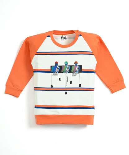 Never Origin Raglan Full Sleeves Sweatshirt & Joggers Set | Orange