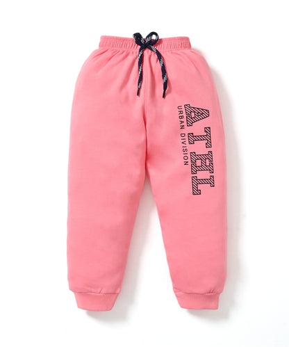 Break Your Limit Full Sleeves Fleece Sweatshirt and Joggers Set | Pink