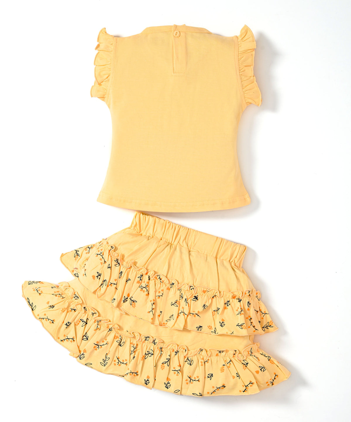 Giraffe Garden Short Sleeves Top & Skirt Set | Yellow