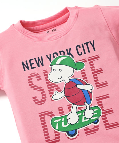 Skate Dude Full Sleeves Sweatshirt and Joggers Set | Pink