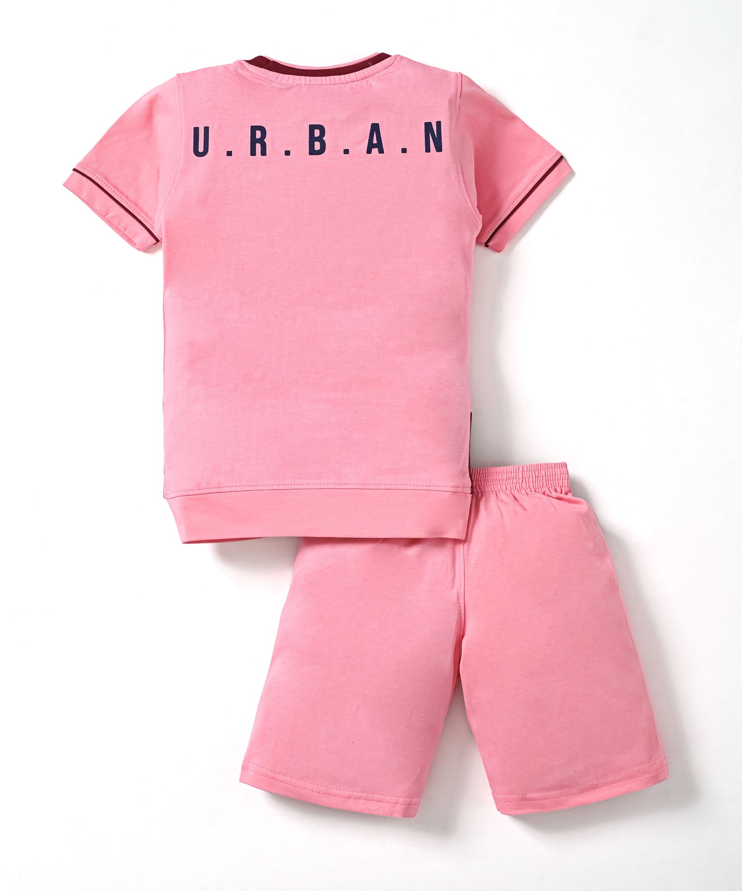 Respect Half Sleeves T-Shirt & Shorts Set | Pink