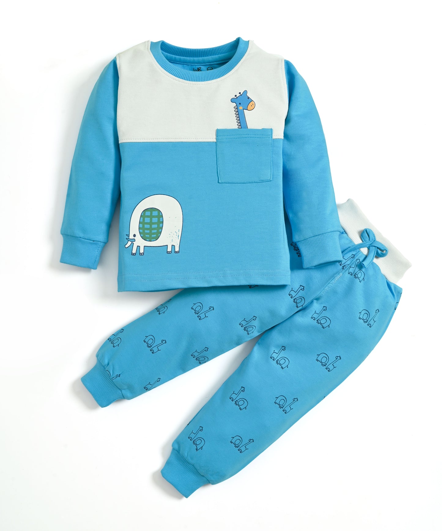 Jungle Buddies Full Sleeves Sweatshirt & Joggers Set | Blue