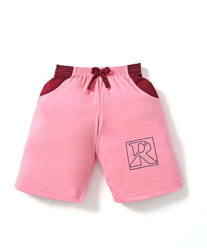 Respect Half Sleeves T-Shirt & Shorts Set | Pink