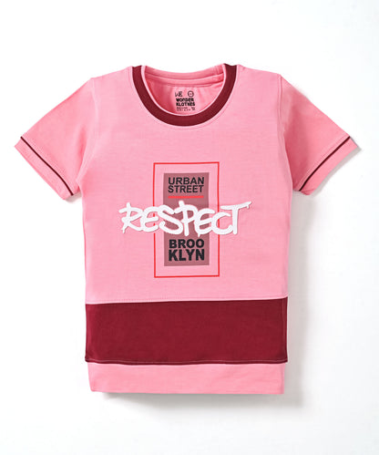 Respect Half Sleeves T-Shirt & Shorts Set | Pink