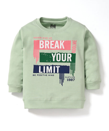 Break Your Limit Full Sleeves Fleece Sweatshirt and Joggers Set | Green