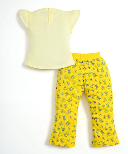 Sweet Bird Short Sleeves Top & Bootcut Pant Set | Yellow