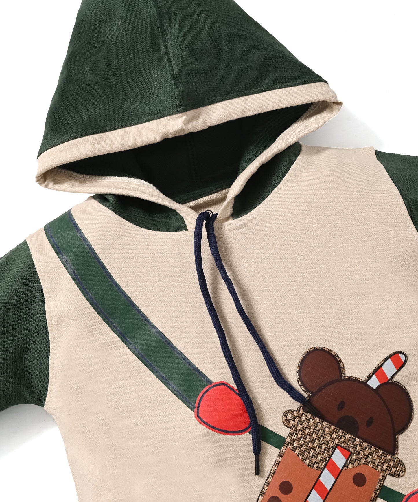 Boba Bear Full Sleeves Hooded Sweatshirt and Joggers Set | Green