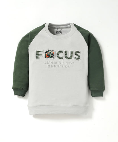 Focus Raglan Full Sleeves Sweatshirt and Joggers Set | Green