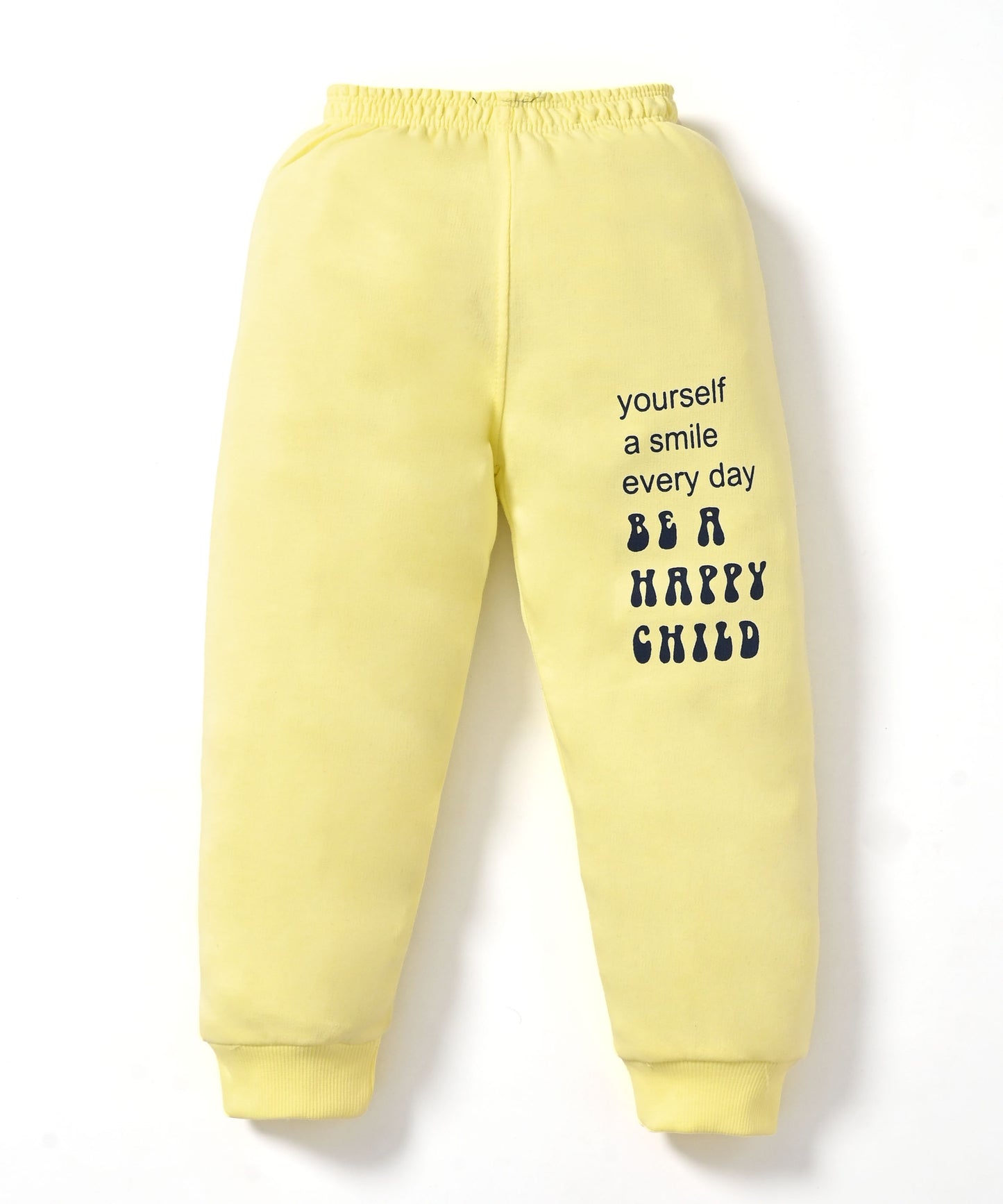 Smiley Child Full Sleeves Front Open Frock and Joggers Set | Yellow