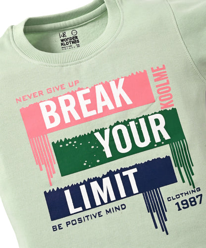 Break Your Limit Full Sleeves Fleece Sweatshirt and Joggers Set | Green