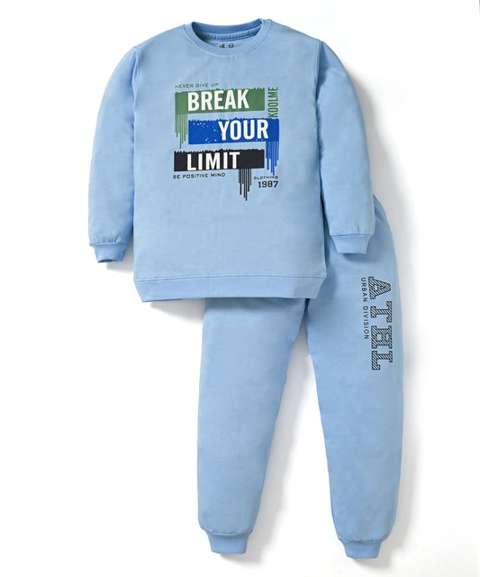 Break Your Limit Full Sleeves Sweatshirt and Joggers Set | Blue