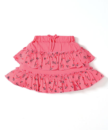 Giraffe Garden Short Sleeves Top & Skirt Set | Pink