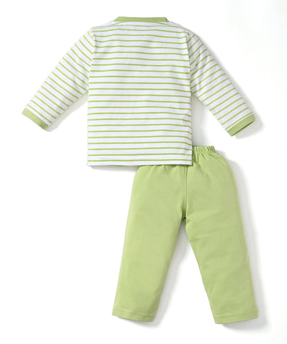 Elephant Night Full Sleeves T-Shirt & Pyjama Set | Green