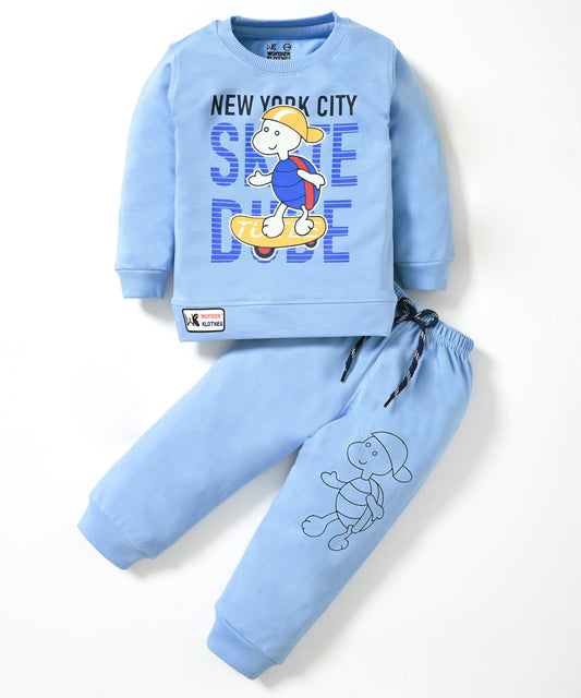 Skate Dude Full Sleeves Sweatshirt and Joggers Set | Blue
