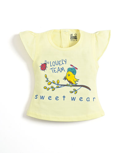 Sweet Bird Short Sleeves Top & Bootcut Pant Set | Yellow