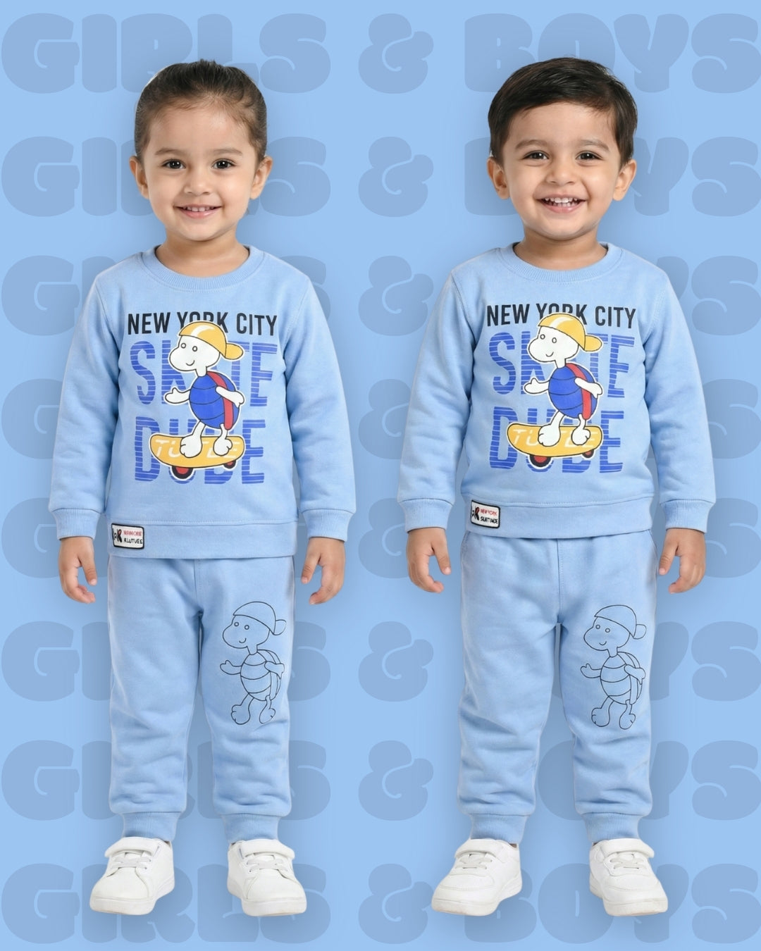 Skate Dude Full Sleeves Sweatshirt and Joggers Set | Blue