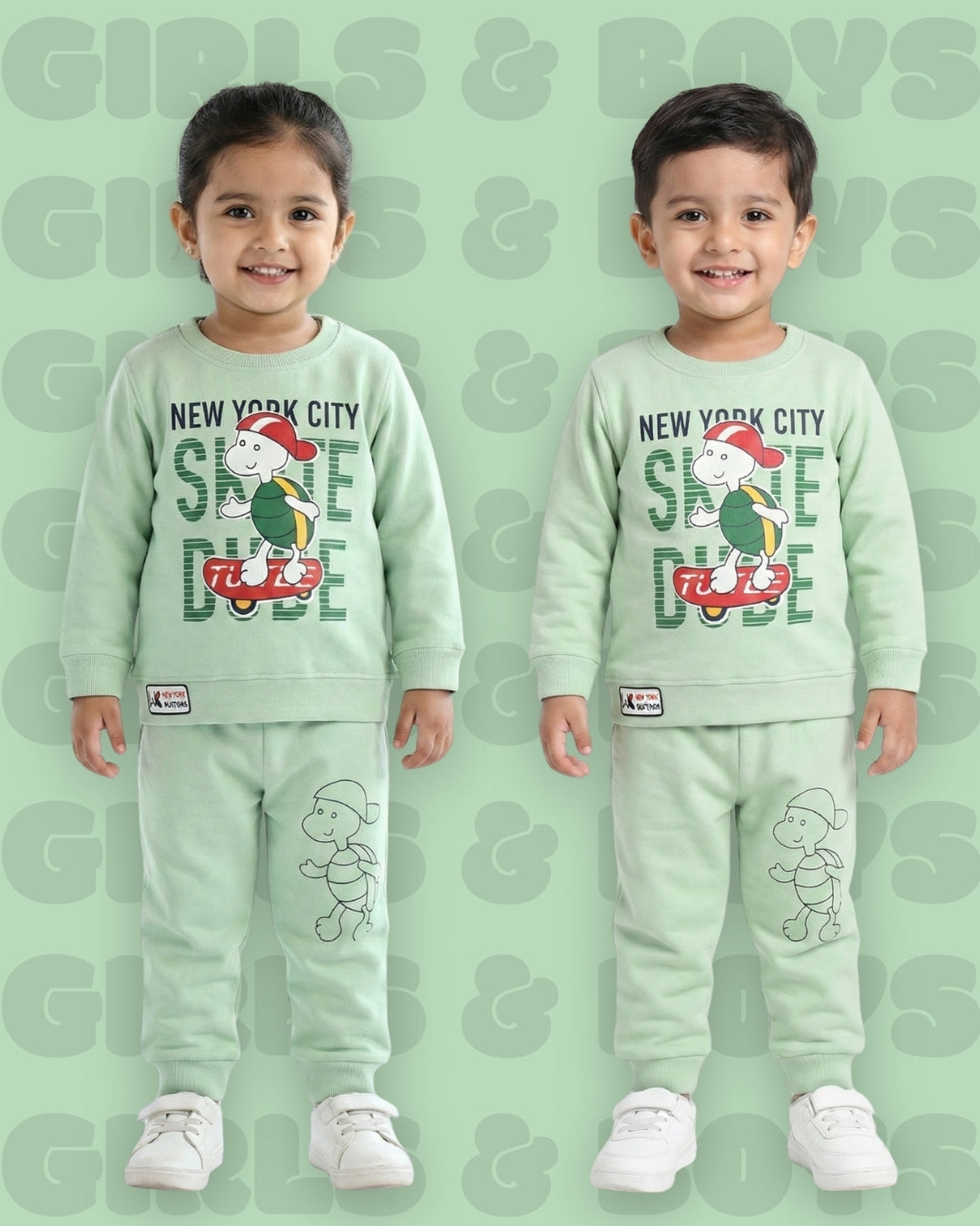 Skate Dude Full Sleeves Sweatshirt and Joggers Set | Green
