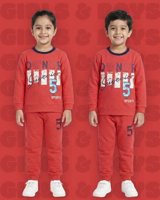 Owner Full Sleeves Sweatshirt and Joggers Set | Red