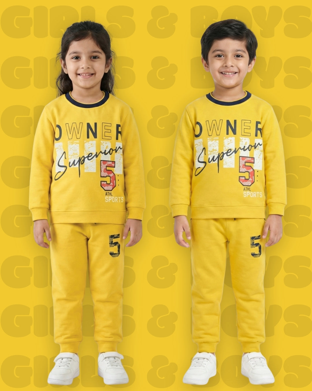 Owner Full Sleeves Sweatshirt and Joggers Set | Yellow