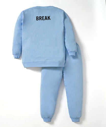 Break Your Limit Full Sleeves Sweatshirt and Joggers Set | Blue
