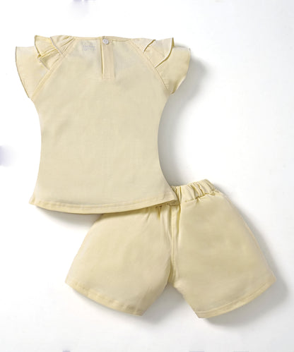 Butterfly Meadow Raglan Short Sleeves Top & Hot Pant Set | Cream