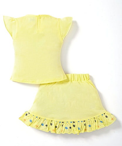 Floral Dreams Short Sleeves Top & Skirt Set | Yellow